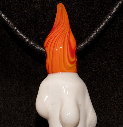 Harvest Glow Candle Pendant | Melting Wax Flame Necklace | Fall-Inspired Glass Jewelry | Cozy Handmade Gift