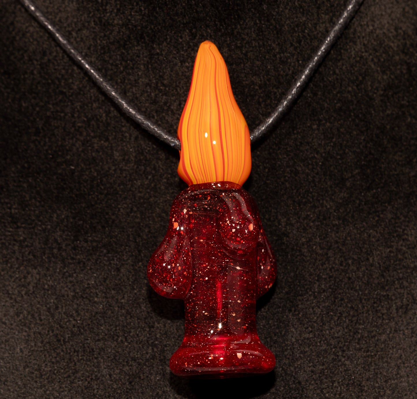 Glass Candle Pendant | Dripping Wax Flame Jewelry | Handblown Orange & Yellow Fire Necklace | Unique Artisan Glass Art Gift