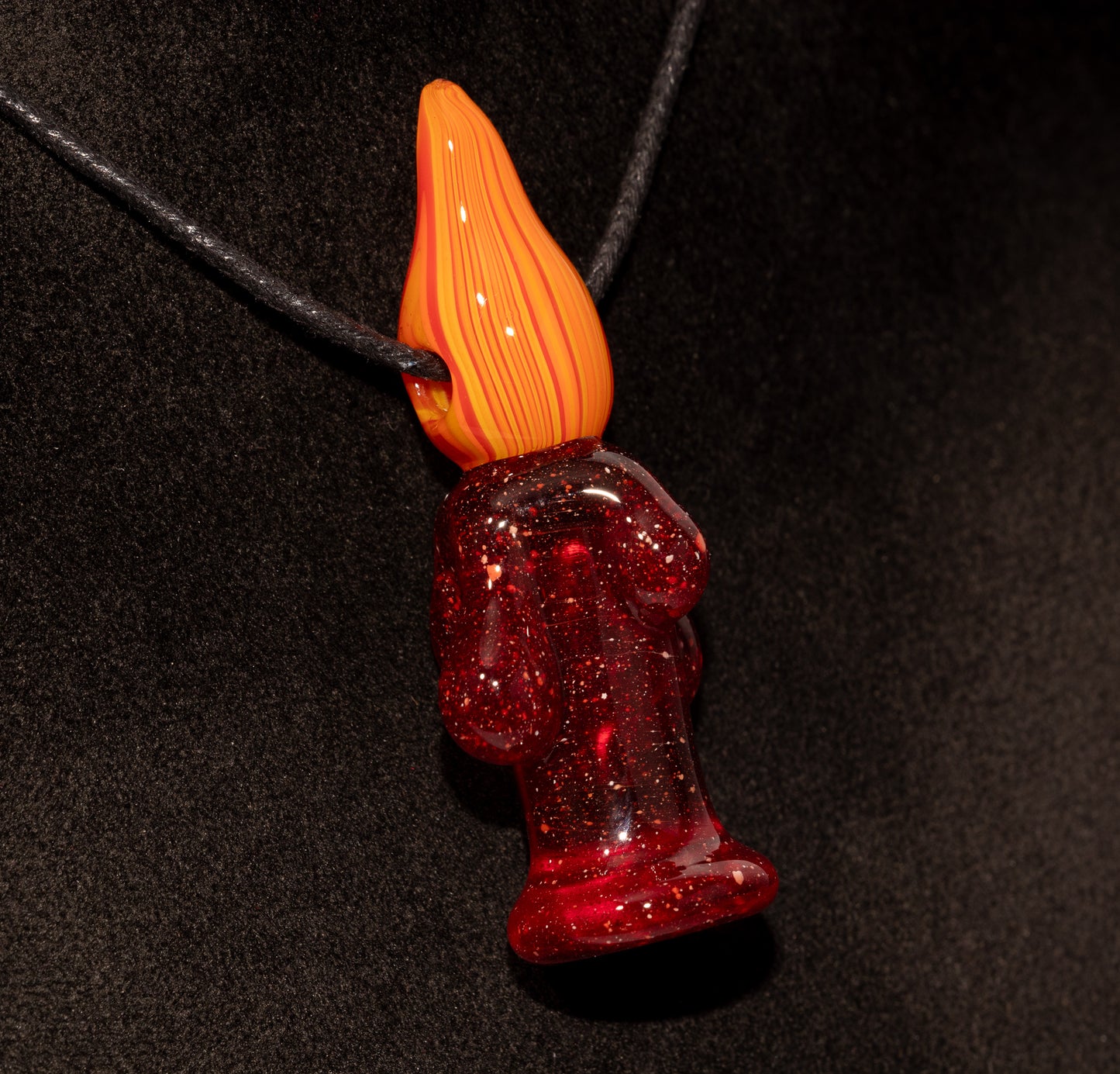 Glass Candle Pendant | Dripping Wax Flame Jewelry | Handblown Orange & Yellow Fire Necklace | Unique Artisan Glass Art Gift