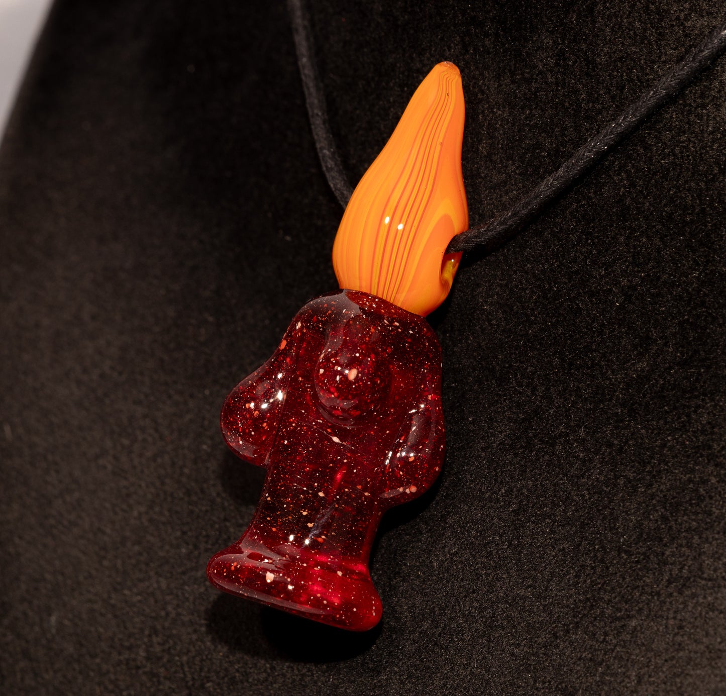 Glass Candle Pendant | Dripping Wax Flame Jewelry | Handblown Orange & Yellow Fire Necklace | Unique Artisan Glass Art Gift