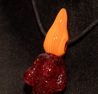 Glass Candle Pendant | Dripping Wax Flame Jewelry | Handblown Orange & Yellow Fire Necklace | Unique Artisan Glass Art Gift