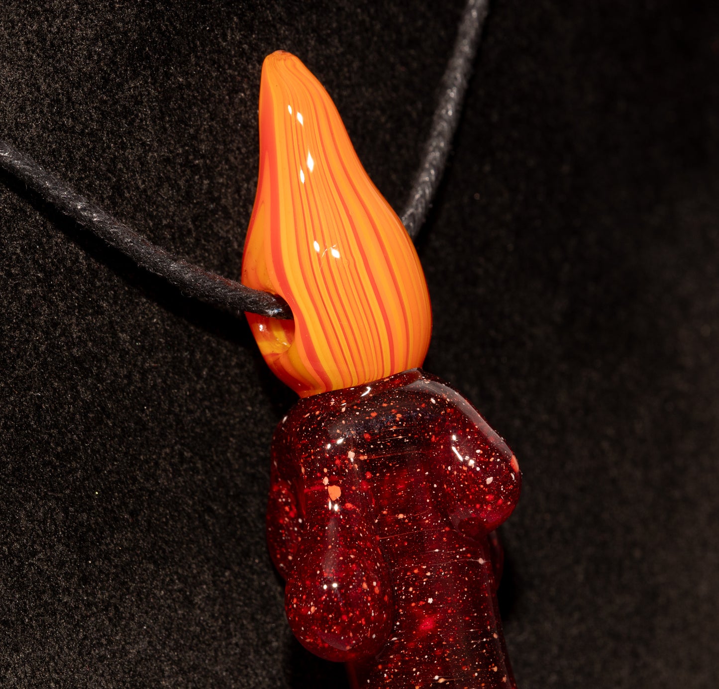 Glass Candle Pendant | Dripping Wax Flame Jewelry | Handblown Orange & Yellow Fire Necklace | Unique Artisan Glass Art Gift
