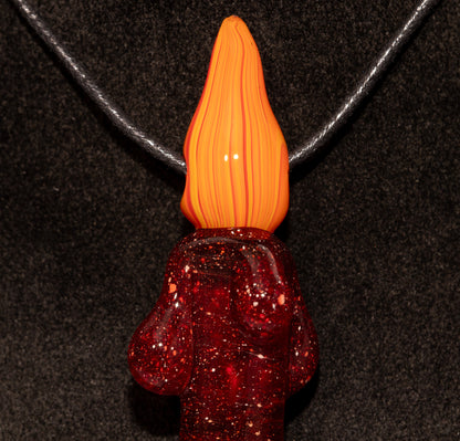 Glass Candle Pendant | Dripping Wax Flame Jewelry | Handblown Orange & Yellow Fire Necklace | Unique Artisan Glass Art Gift