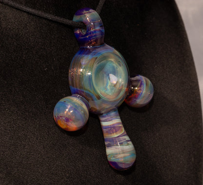 Silver Strike Opal Pendant | Organic Shape Amulet Jewelry | Artisan Talisman Borosilicate Necklace