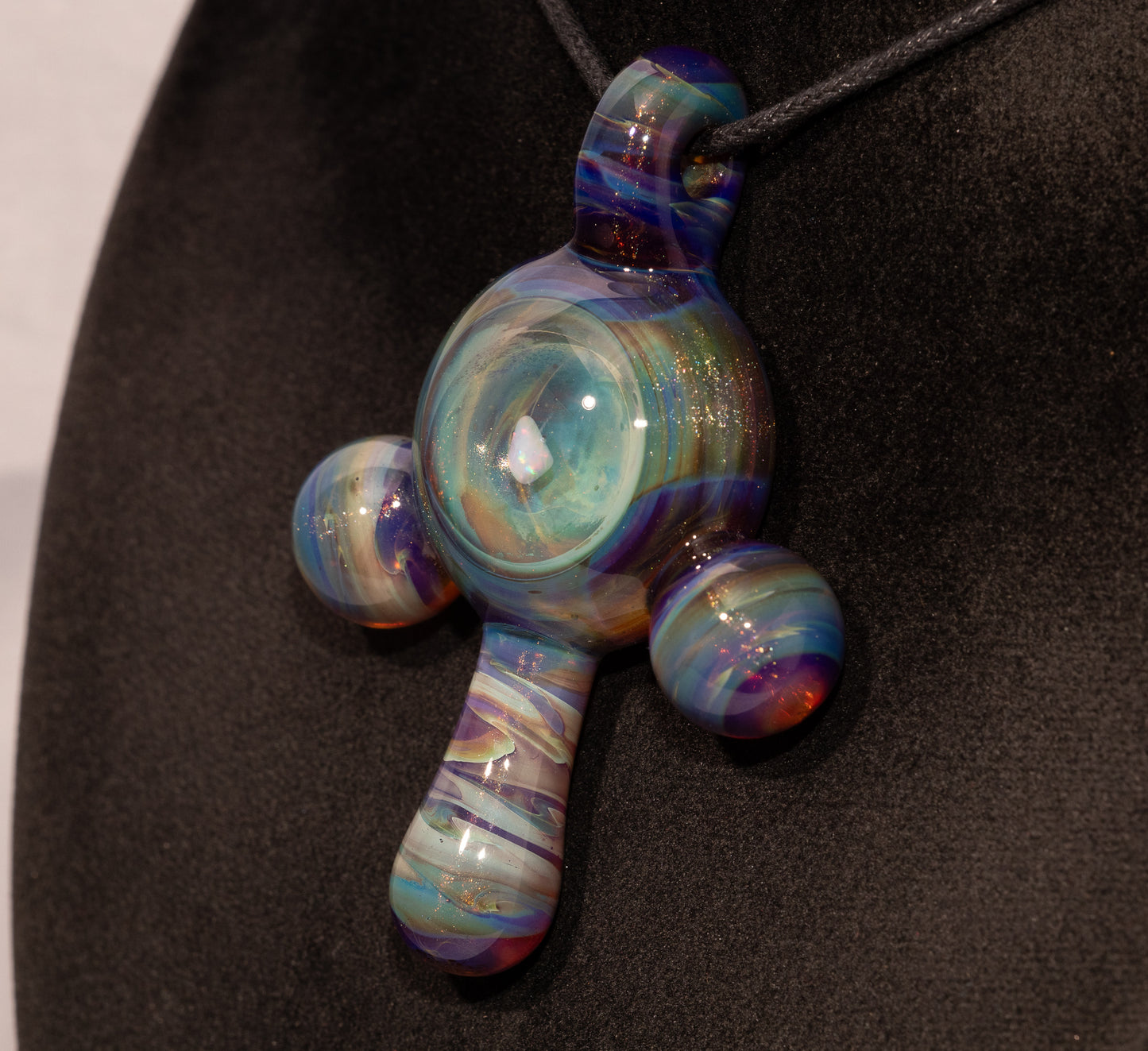Silver Strike Opal Pendant | Organic Shape Amulet Jewelry | Artisan Talisman Borosilicate Necklace