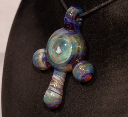 Silver Strike Opal Pendant | Organic Shape Amulet Jewelry | Artisan Talisman Borosilicate Necklace