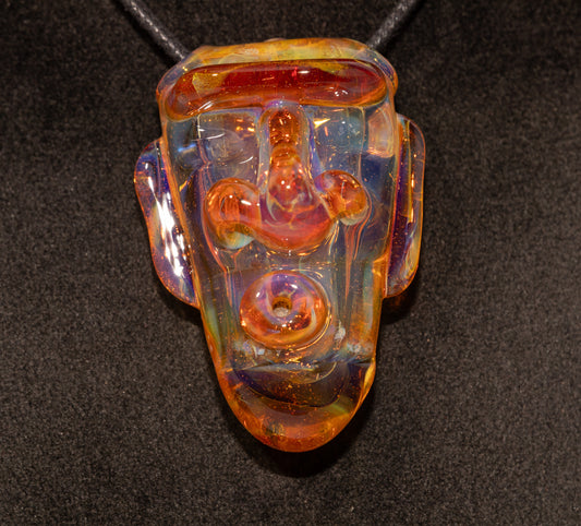 Glass Tiki Pendant | Handcrafted Borosilicate Jewelry | Hollow Sculpted Necklace | Cult of Tiki Talisman  Beach Vibes