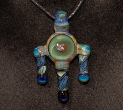 Opal Heart of Flame Pendant | Handblown Borosilicate Glass | Iridescent Artisan Jewelry