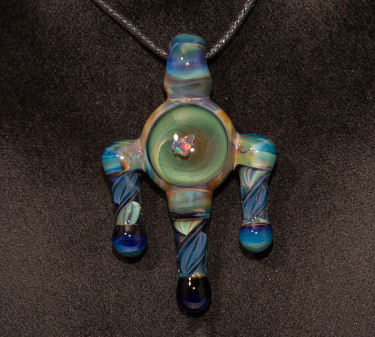 Opal Heart of Flame Pendant | Handblown Borosilicate Glass | Iridescent Artisan Jewelry