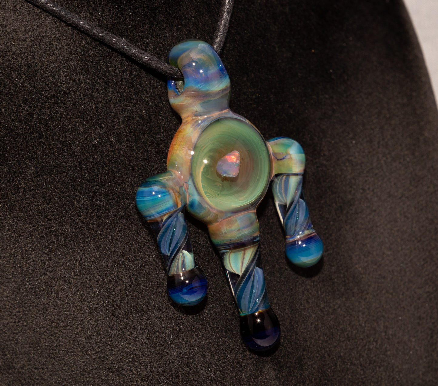 Opal Heart of Flame Pendant | Handblown Borosilicate Glass | Iridescent Artisan Jewelry