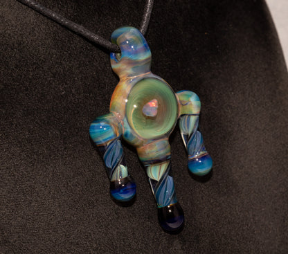 Opal Heart of Flame Pendant | Handblown Borosilicate Glass | Iridescent Artisan Jewelry