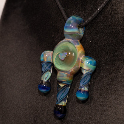 Opal Heart of Flame Pendant | Handblown Borosilicate Glass | Iridescent Artisan Jewelry