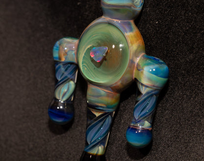 Opal Heart of Flame Pendant | Handblown Borosilicate Glass | Iridescent Artisan Jewelry