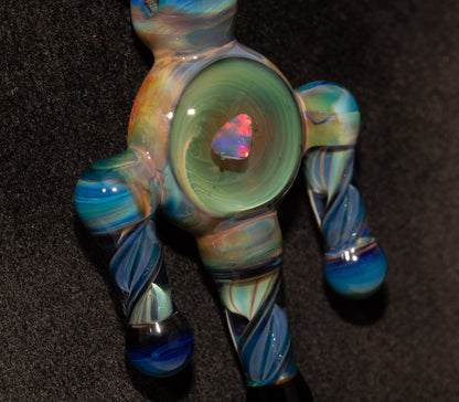 Opal Heart of Flame Pendant | Handblown Borosilicate Glass | Iridescent Artisan Jewelry