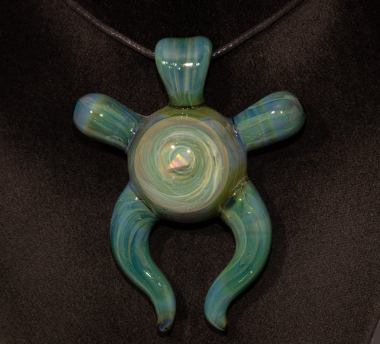 Gaia Pendant | Shimmering Blue-Green Talisman | Handblown Borosilicate Amulet of Earth & Sky