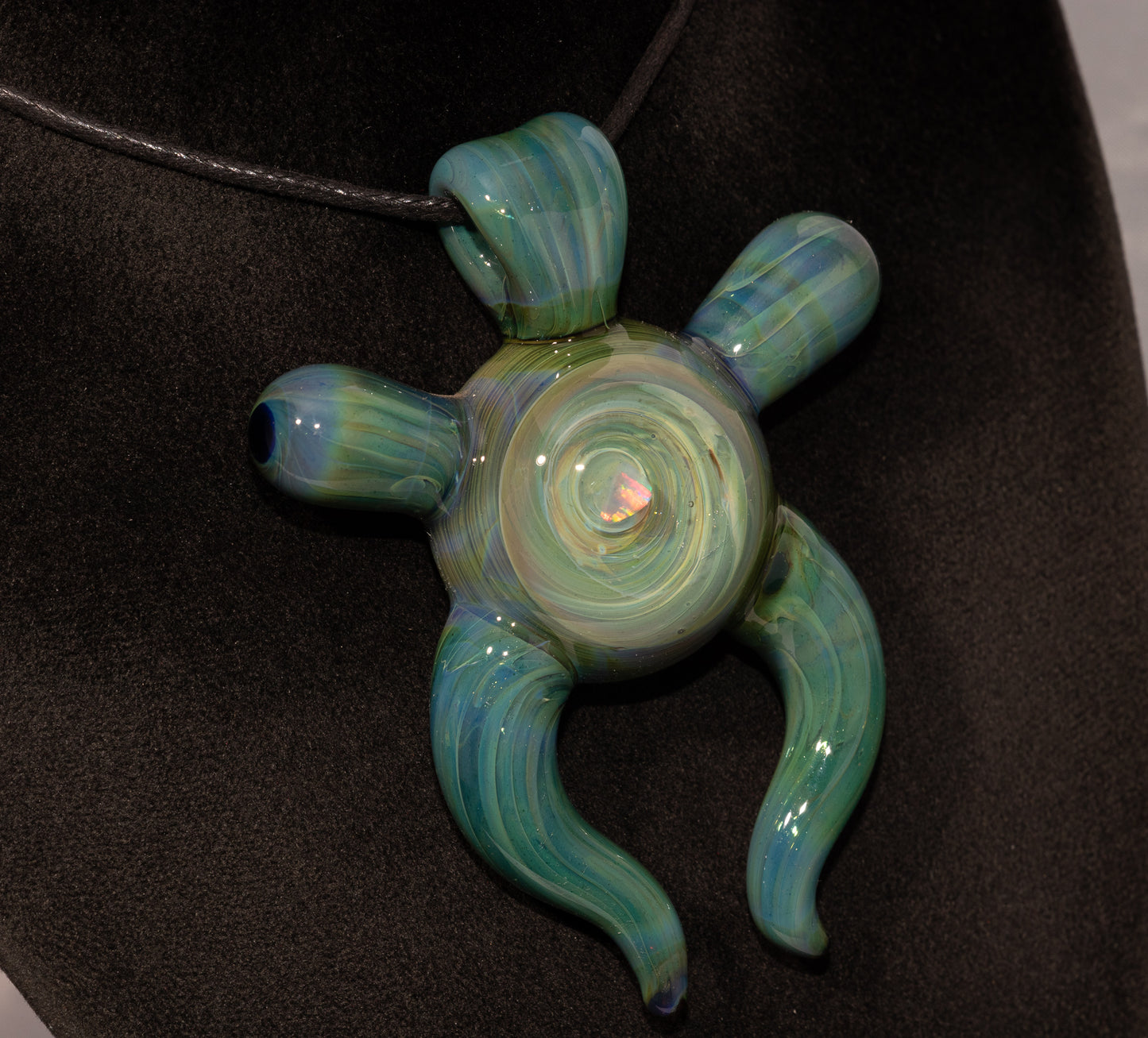 Gaia Pendant | Shimmering Blue-Green Talisman | Handblown Borosilicate Amulet of Earth & Sky