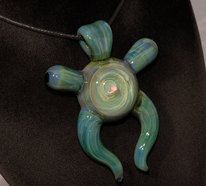 Gaia Pendant | Shimmering Blue-Green Talisman | Handblown Borosilicate Amulet of Earth & Sky