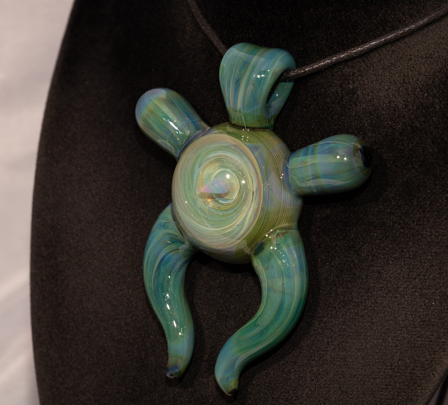 Gaia Pendant | Shimmering Blue-Green Talisman | Handblown Borosilicate Amulet of Earth & Sky