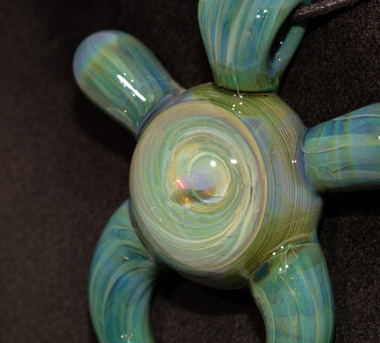 Gaia Pendant | Shimmering Blue-Green Talisman | Handblown Borosilicate Amulet of Earth & Sky