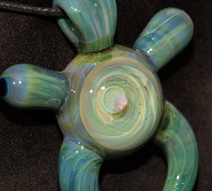 Gaia Pendant | Shimmering Blue-Green Talisman | Handblown Borosilicate Amulet of Earth & Sky