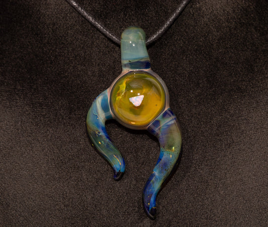 Silver Strike Opal Pendant | Handblown Glass Necklace | Iridescent Borosilicate Art