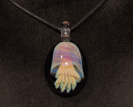 Artisan Jellyfish Pendant | Ocean-Inspired Glass Necklace | Handblown Glass Jewelry | Tropical Waters
