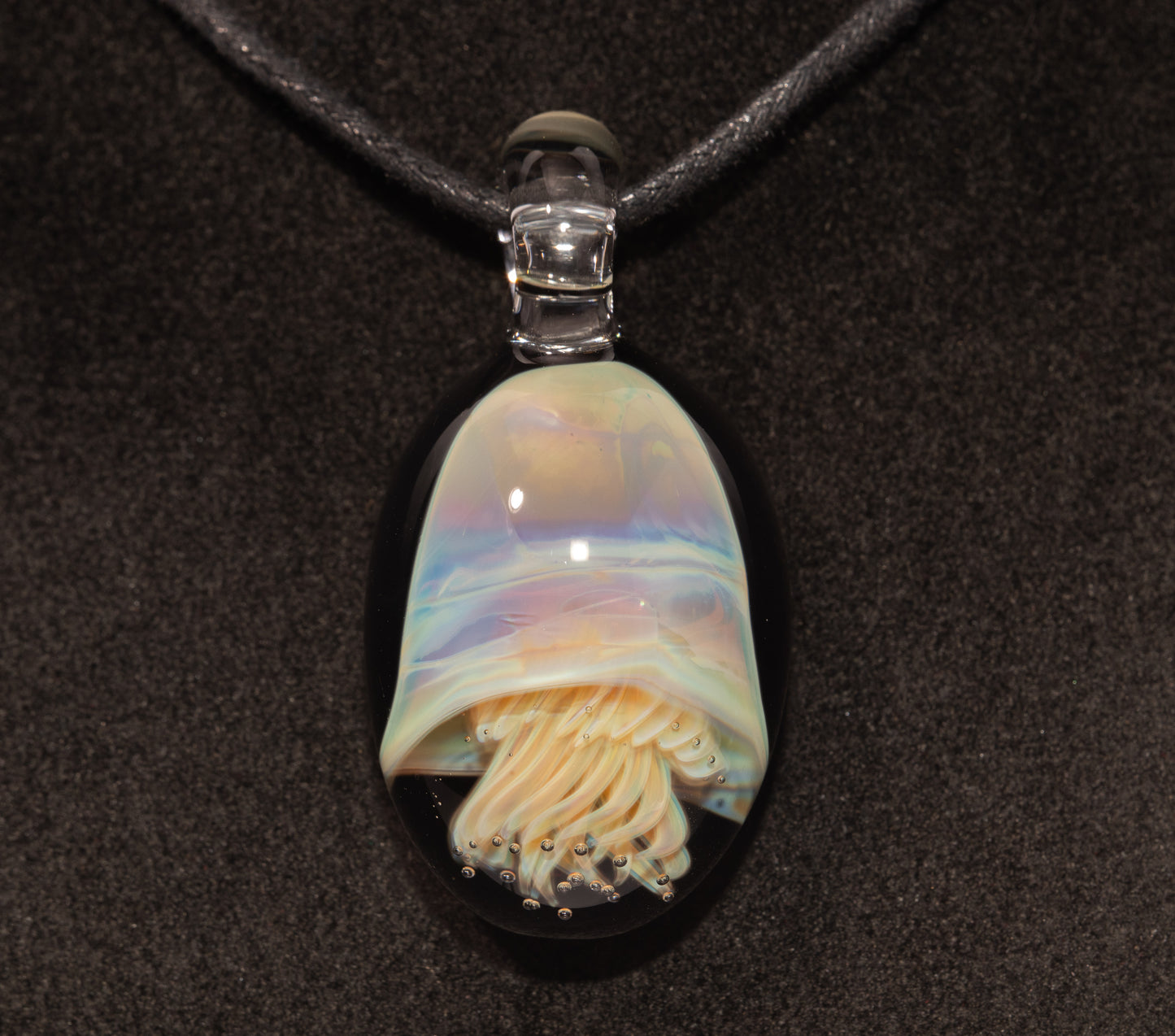 Ocean Pendant | Handblown Jellyfish Necklace | Glass Art Jewelry | Sea Life Pendant | Coral Colors