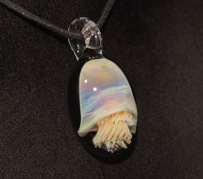Ocean Pendant | Handblown Jellyfish Necklace | Glass Art Jewelry | Sea Life Pendant | Coral Colors
