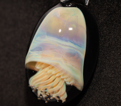 Ocean Pendant | Handblown Jellyfish Necklace | Glass Art Jewelry | Sea Life Pendant | Coral Colors