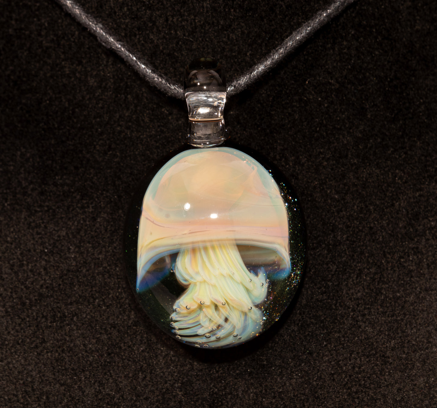 Sea Creature Pendant | Jellyfish Glass Necklace | Silvered Glass Art | Handblown Jewelry | Ocean Depths