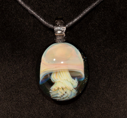 Sea Creature Pendant | Jellyfish Glass Necklace | Silvered Glass Art | Handblown Jewelry | Ocean Depths