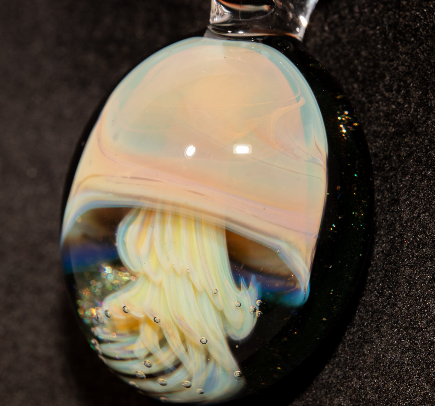 Sea Creature Pendant | Jellyfish Glass Necklace | Silvered Glass Art | Handblown Jewelry | Ocean Depths