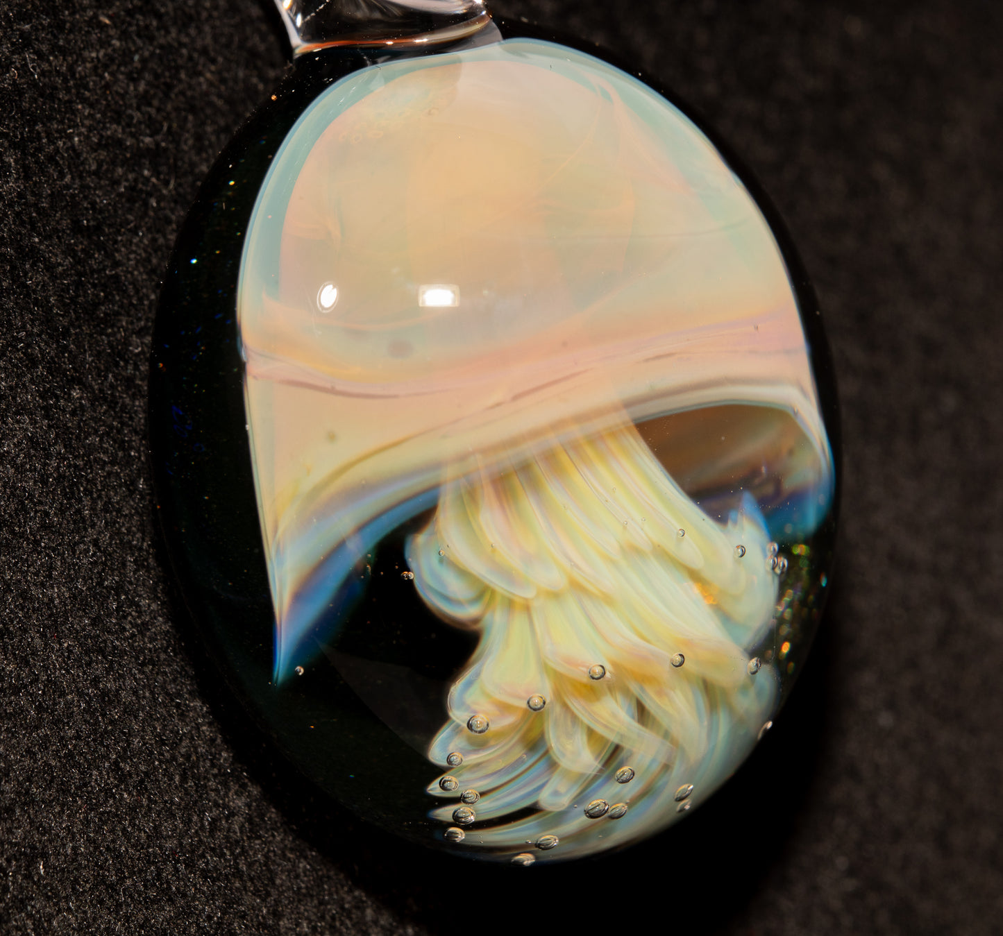 Sea Creature Pendant | Jellyfish Glass Necklace | Silvered Glass Art | Handblown Jewelry | Ocean Depths