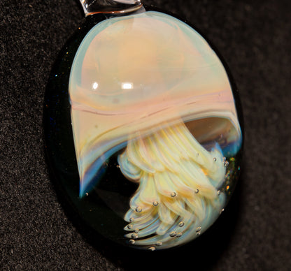 Sea Creature Pendant | Jellyfish Glass Necklace | Silvered Glass Art | Handblown Jewelry | Ocean Depths
