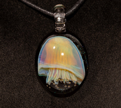 Sea Creature Pendant | Jellyfish Glass Necklace | Silvered Glass Art | Handblown Jewelry | Ocean Depths
