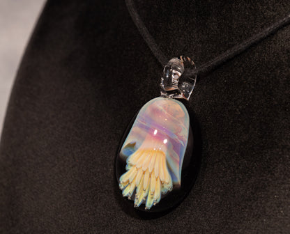 Artisan Jellyfish Pendant | Ocean-Inspired Glass Necklace | Handblown Glass Jewelry | Tropical Waters