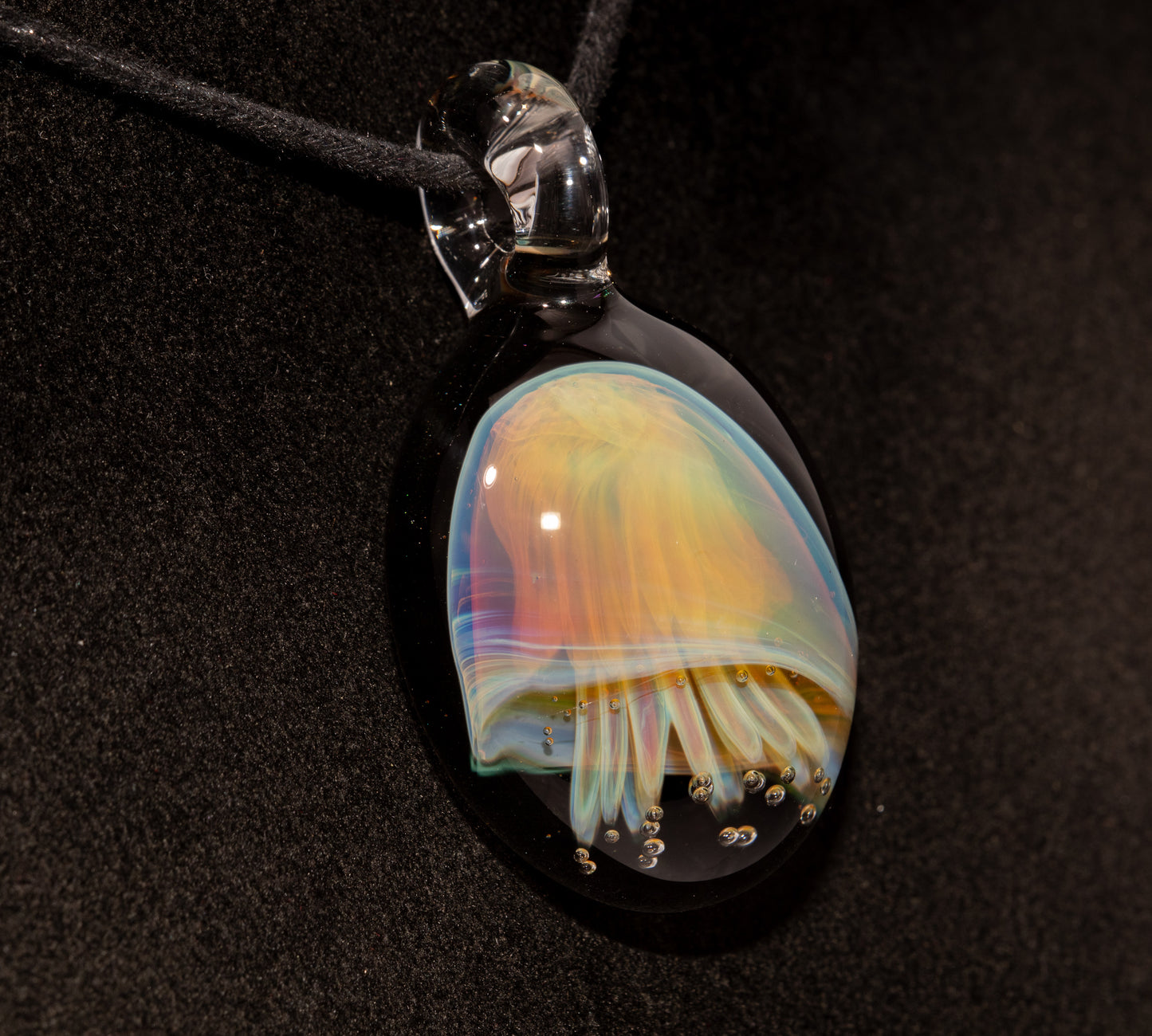 Sea Creature Pendant | Jellyfish Glass Necklace | Silvered Glass Art | Handblown Jewelry | Ocean Depths