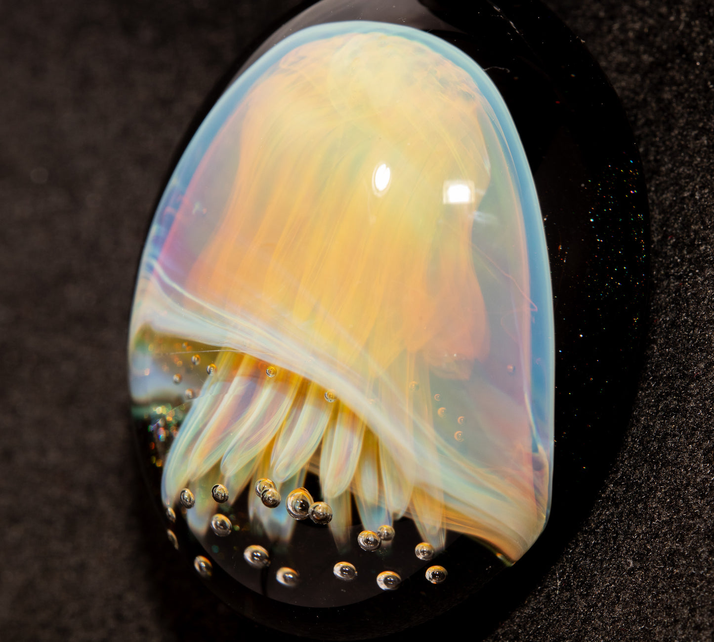 Sea Creature Pendant | Jellyfish Glass Necklace | Silvered Glass Art | Handblown Jewelry | Ocean Depths