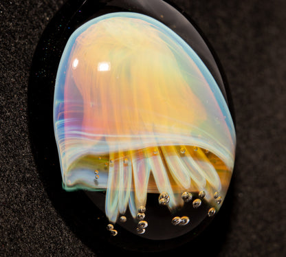 Sea Creature Pendant | Jellyfish Glass Necklace | Silvered Glass Art | Handblown Jewelry | Ocean Depths