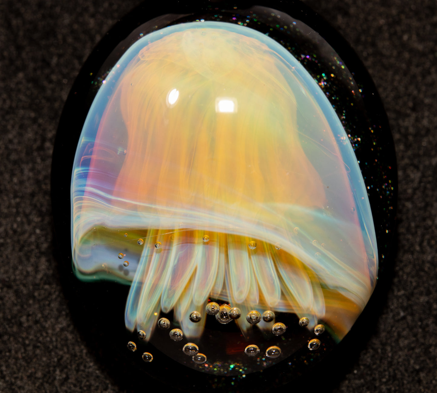 Sea Creature Pendant | Jellyfish Glass Necklace | Silvered Glass Art | Handblown Jewelry | Ocean Depths