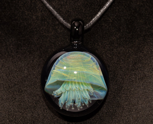 Ocean Jellyfish Pendant | Silvered Glass Necklace | Handblown Glass Jewelry | Tropical Accessories | Coral Reef