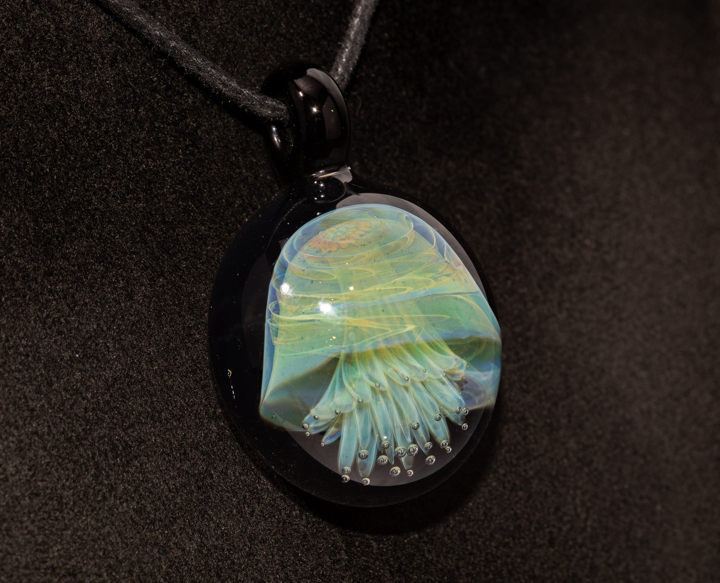 Ocean Jellyfish Pendant | Silvered Glass Necklace | Handblown Glass Jewelry | Tropical Accessories | Coral Reef