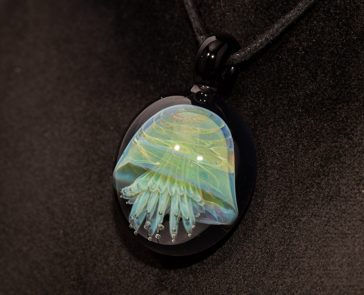 Ocean Jellyfish Pendant | Silvered Glass Necklace | Handblown Glass Jewelry | Tropical Accessories | Coral Reef