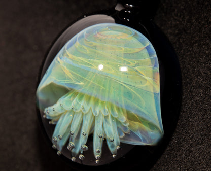 Ocean Jellyfish Pendant | Silvered Glass Necklace | Handblown Glass Jewelry | Tropical Accessories | Coral Reef