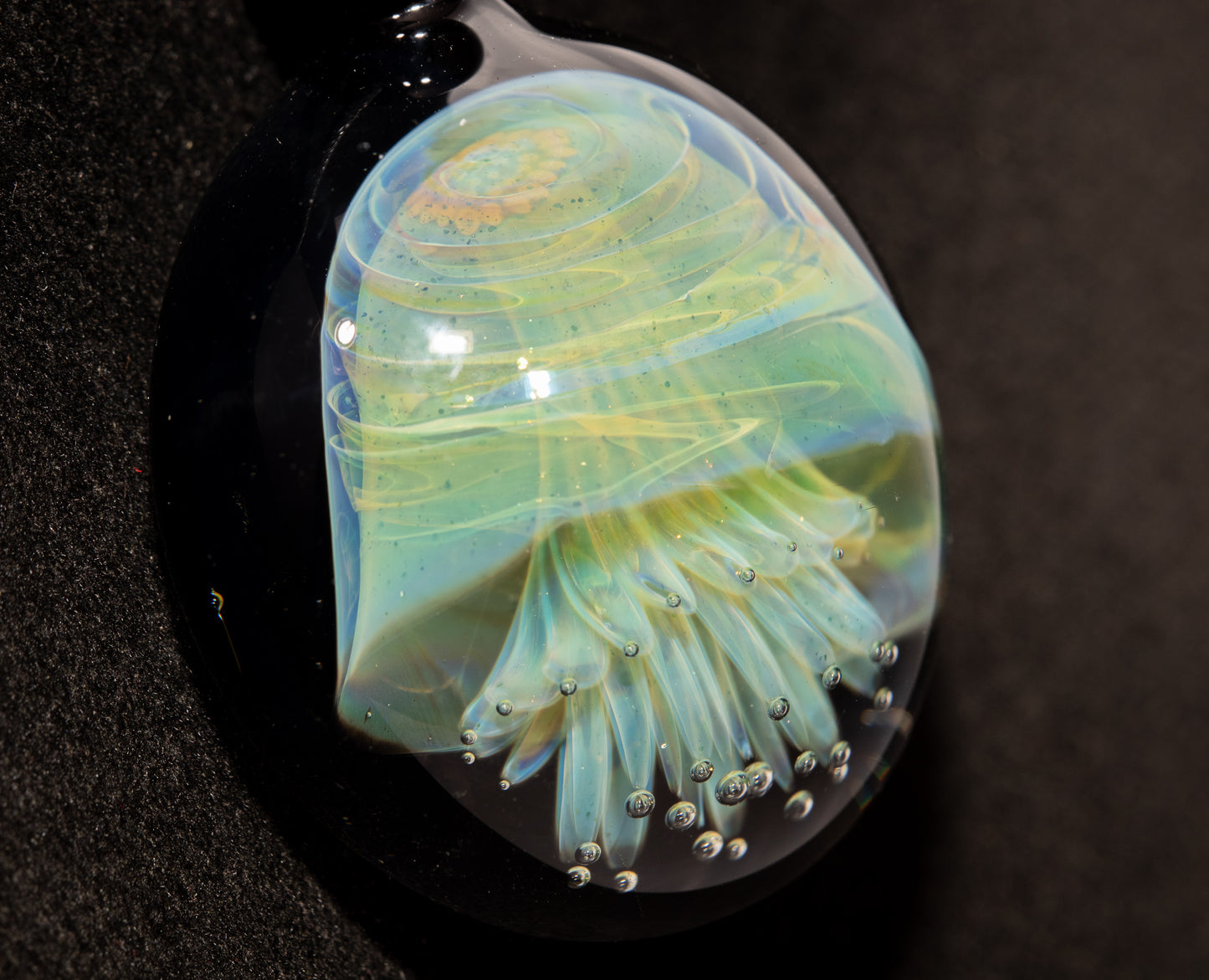 Ocean Jellyfish Pendant | Silvered Glass Necklace | Handblown Glass Jewelry | Tropical Accessories | Coral Reef