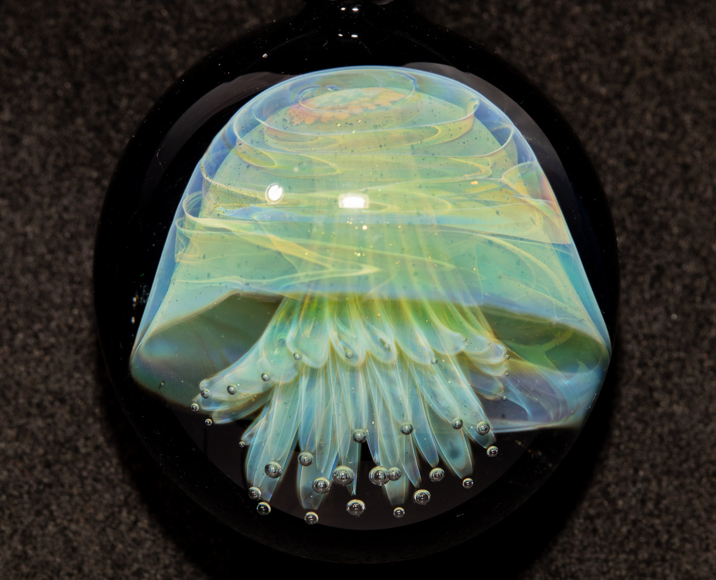 Ocean Jellyfish Pendant | Silvered Glass Necklace | Handblown Glass Jewelry | Tropical Accessories | Coral Reef