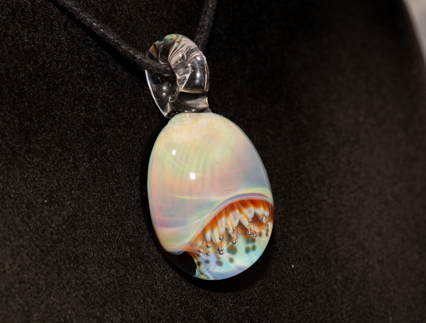 Silvered Glass Jellyfish | Handcrafted Glass Pendant | Ocean Life Necklace | Diving Jewelry | Underwater Light