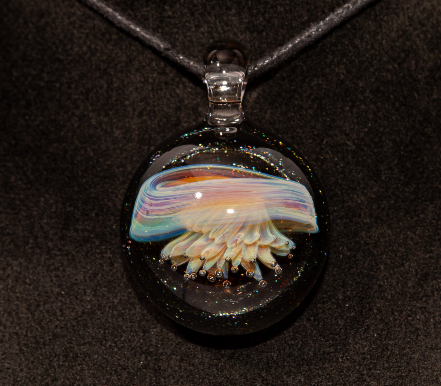Silvered Jellyfish Glass Pendant | Handblown Artisan Necklace | Diving Jewelry | Ocean Currents