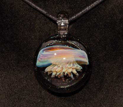 Silvered Jellyfish Glass Pendant | Handblown Artisan Necklace | Diving Jewelry | Ocean Currents