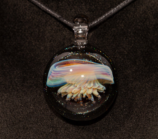 Silvered Jellyfish Glass Pendant | Handblown Artisan Necklace | Diving Jewelry | Ocean Currents